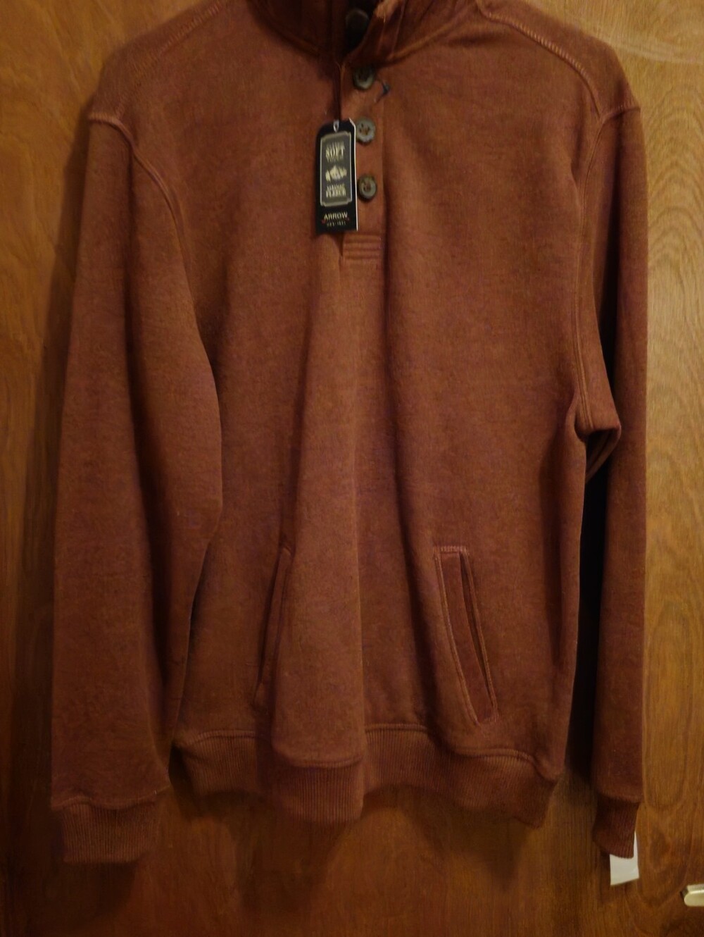 Arrow Men's Rust Zip-Style Pullover Sweater